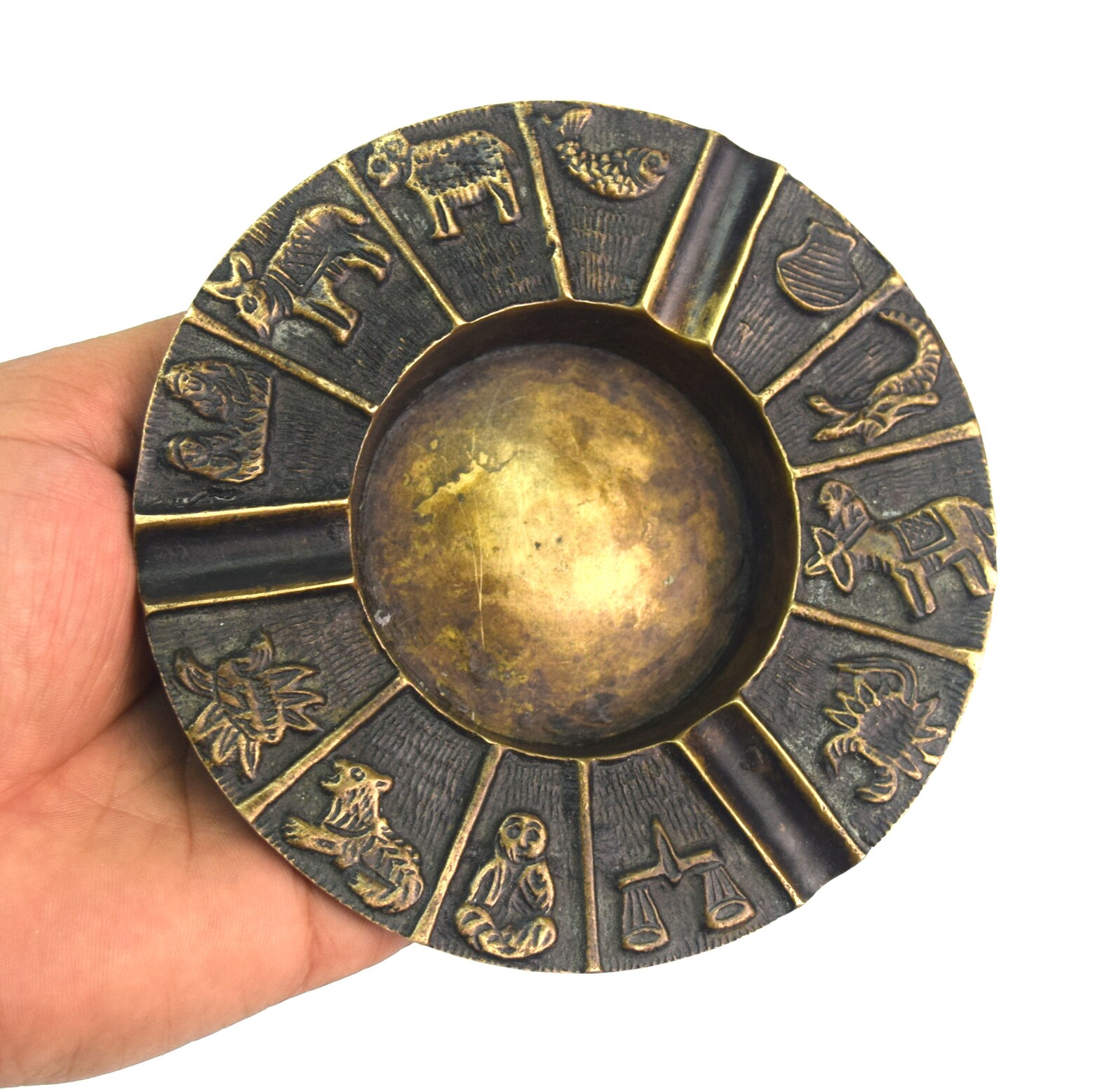 Vintage Astrological Zodiac Ashtray Zodiac Calendar Brass Etsy UK