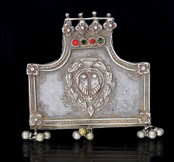 Antique Indian Amulet - Folk Style Hindu God Silve
