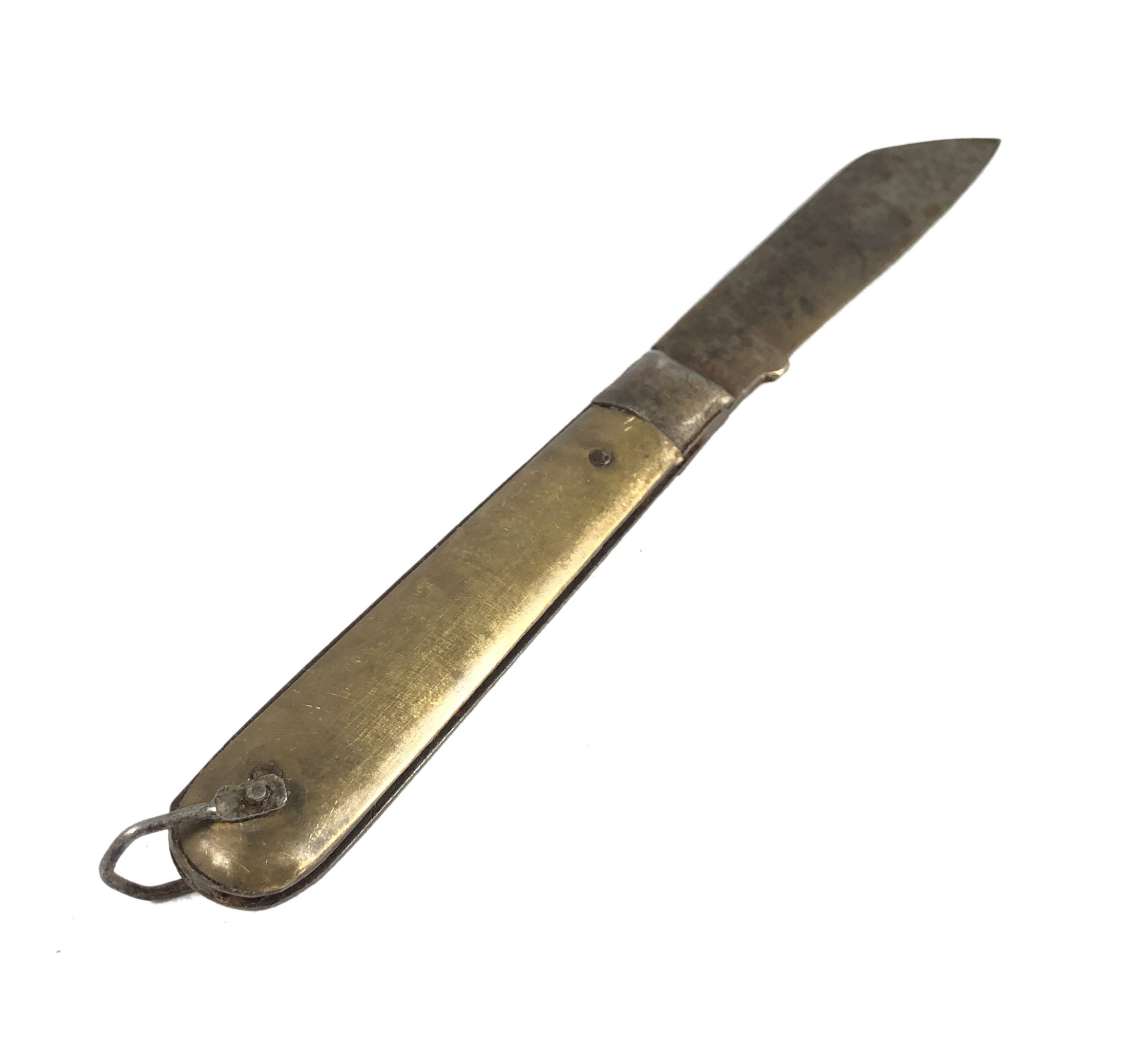 Vintage Condition Indian Folding Kitchen Knife With Brass Handle 1940s  Handmade Iron Blade Portable Handy Knife Old Camping Tool G25-517 