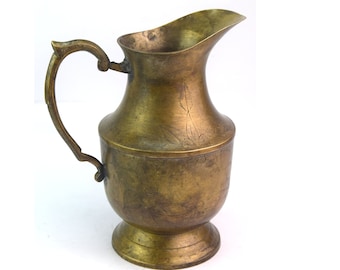 Vintage Indian Brass Decorative Water Jug Water Serve Kitchenware - Indian Brass Vessel - Diningware Water Serving Jug - Brass Jug. G66-487