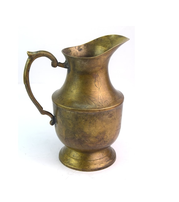 Vintage Indian Brass Decorative Water Jug Water Serve Etsy