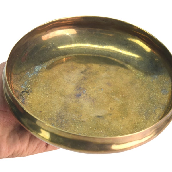 Vintage Bronze Healing Bowl - Natural Power Meditation Bowl - Old Bronze Indian Kitchen Utility Plate - Pure Bronze Kansa Bowl G27-100