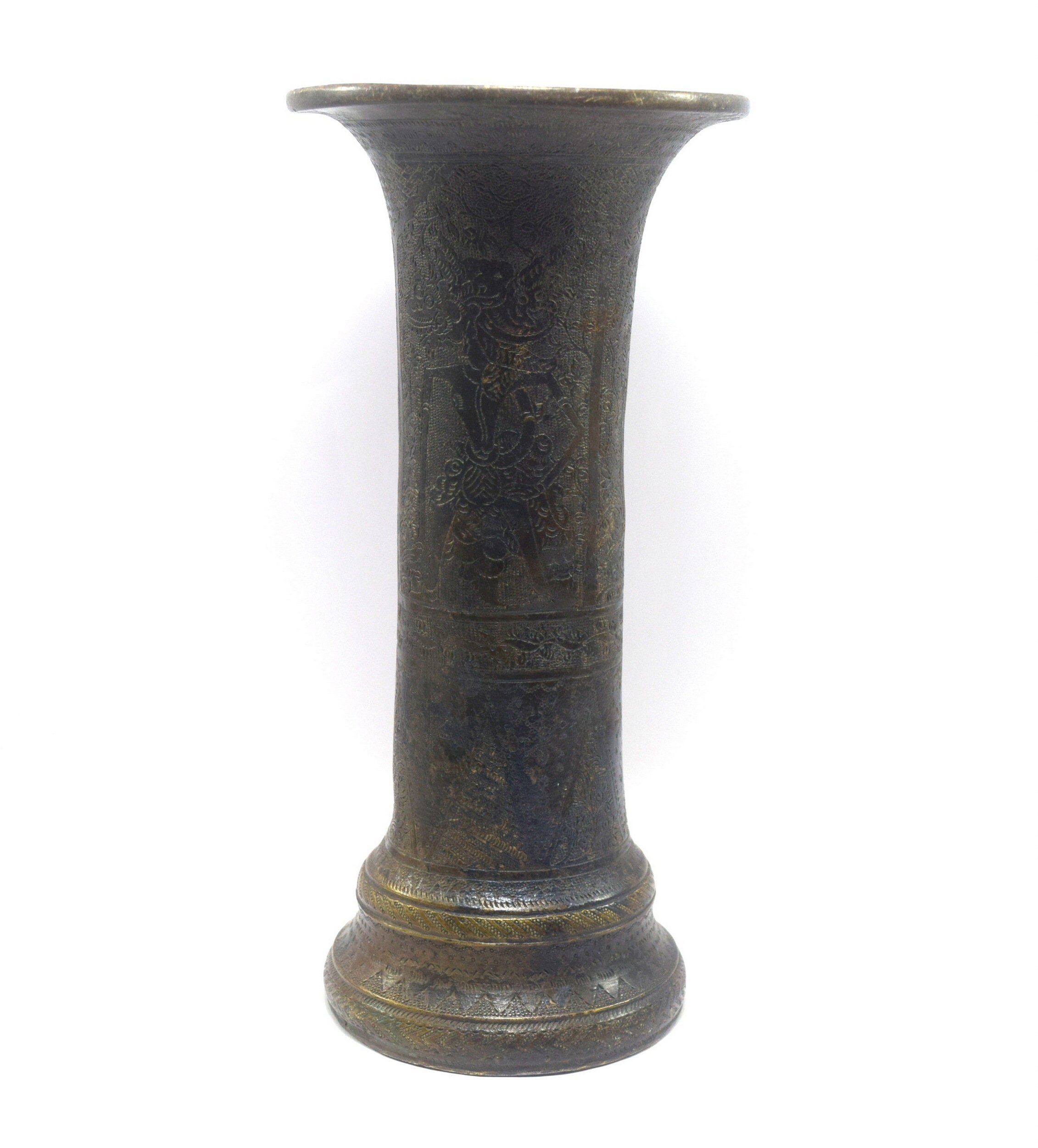 Old Flower Vase Hand Craved Antique Brass Flower Pot Figure Etsy UK