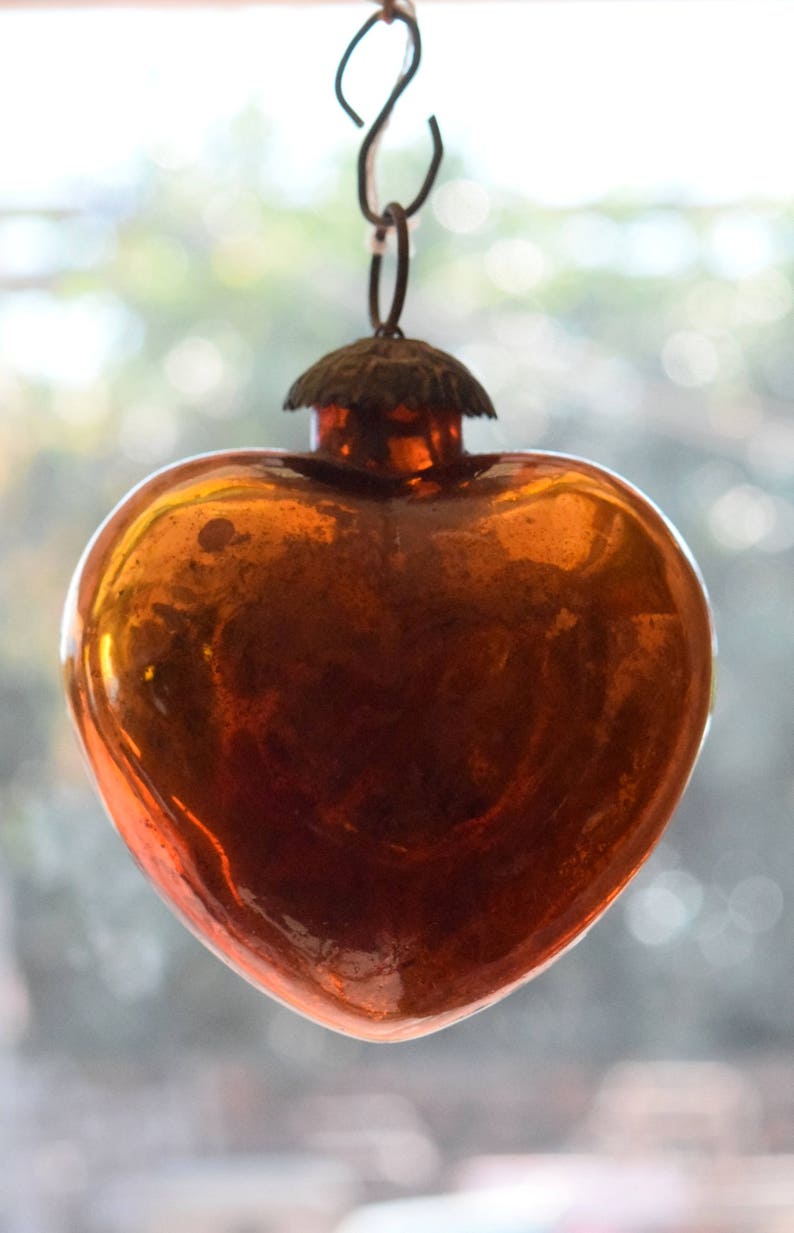 Wunderschönes Herz Form Glas Weihnachten Ornament Kugel Zuhause Dekorative Orange Glas Kugel Weihnachten Orange Glas Baumschmuck G75 22