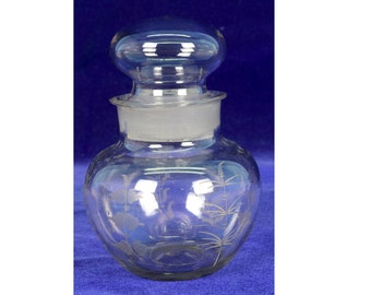 Clear Glass Perfume Bottle - Vintage Beautiful Glass Jar With Stopper - Decorative Scent Bottle - Romantic Vintage Gift for Her. G14-104