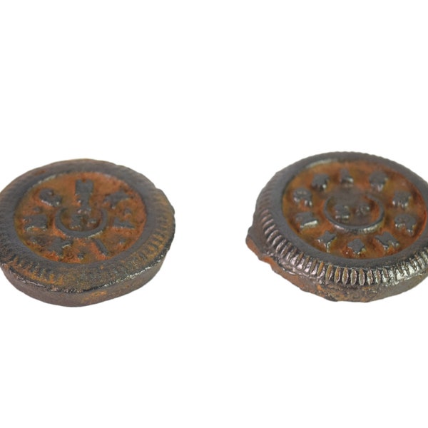 Nice Collectible Indian Weight Scale - Solid Iron Round Shape Iron Mercantile Weight Scale - Old Times Bazaar Measuring Unit (2pcs) G15-374