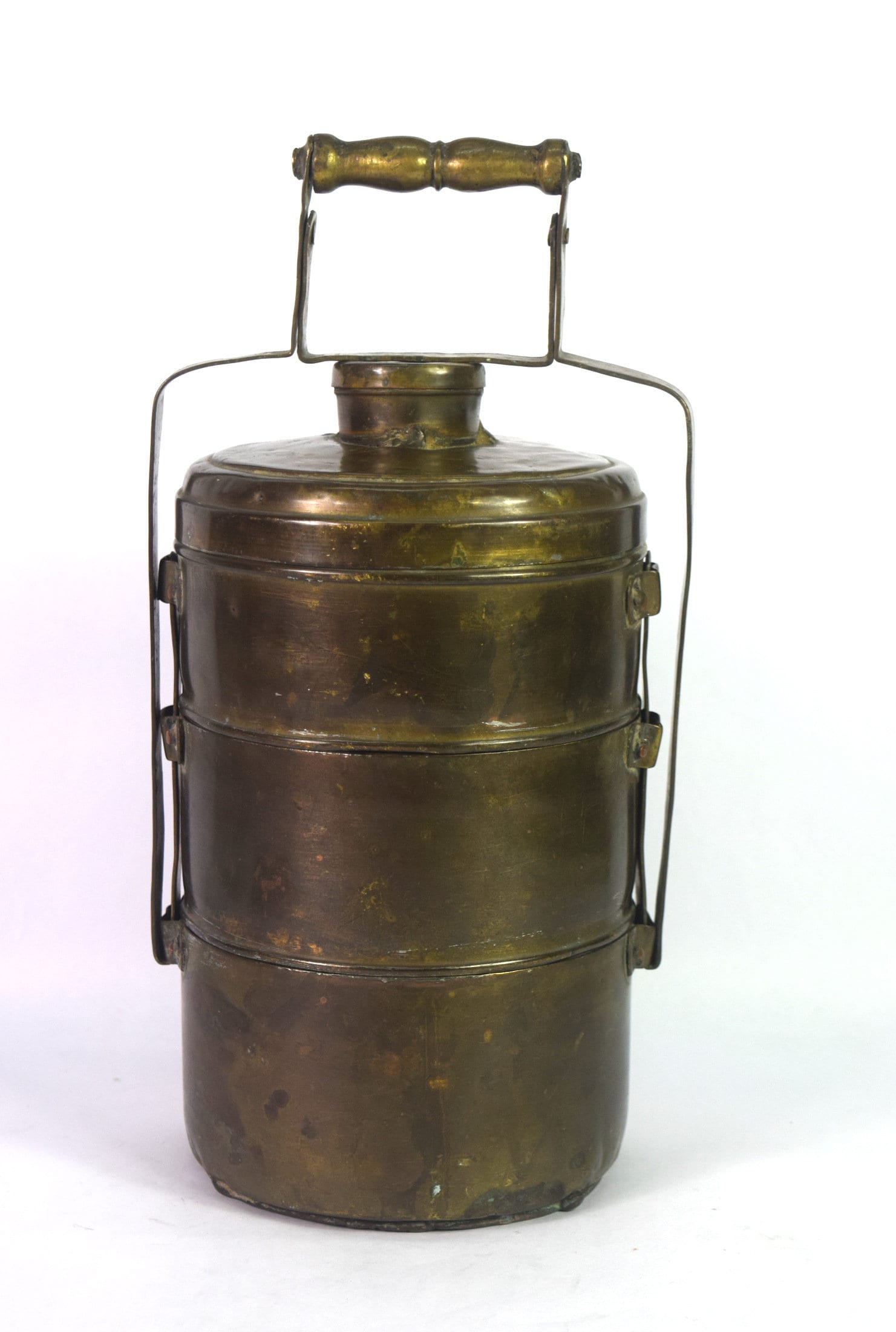 Traditional/indian/copper Hammered/brass Handle Tiffin Box/animal