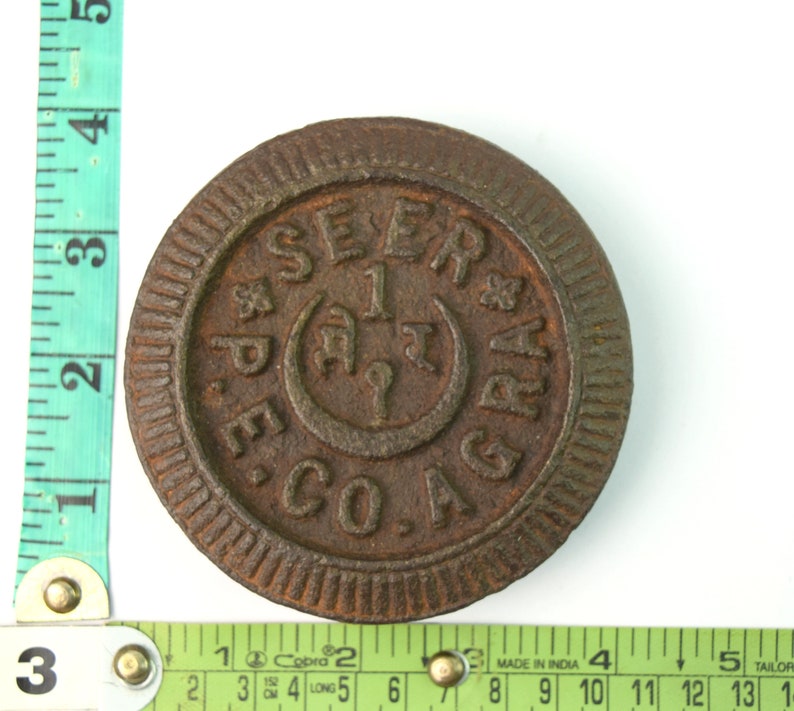 Weight Scale - Vintage Rare Iron 1 Seer shops Weight India Agra Measuring Scale - H-eavy Duty Iron mercantile Collectible Measurment Tool. G15-180