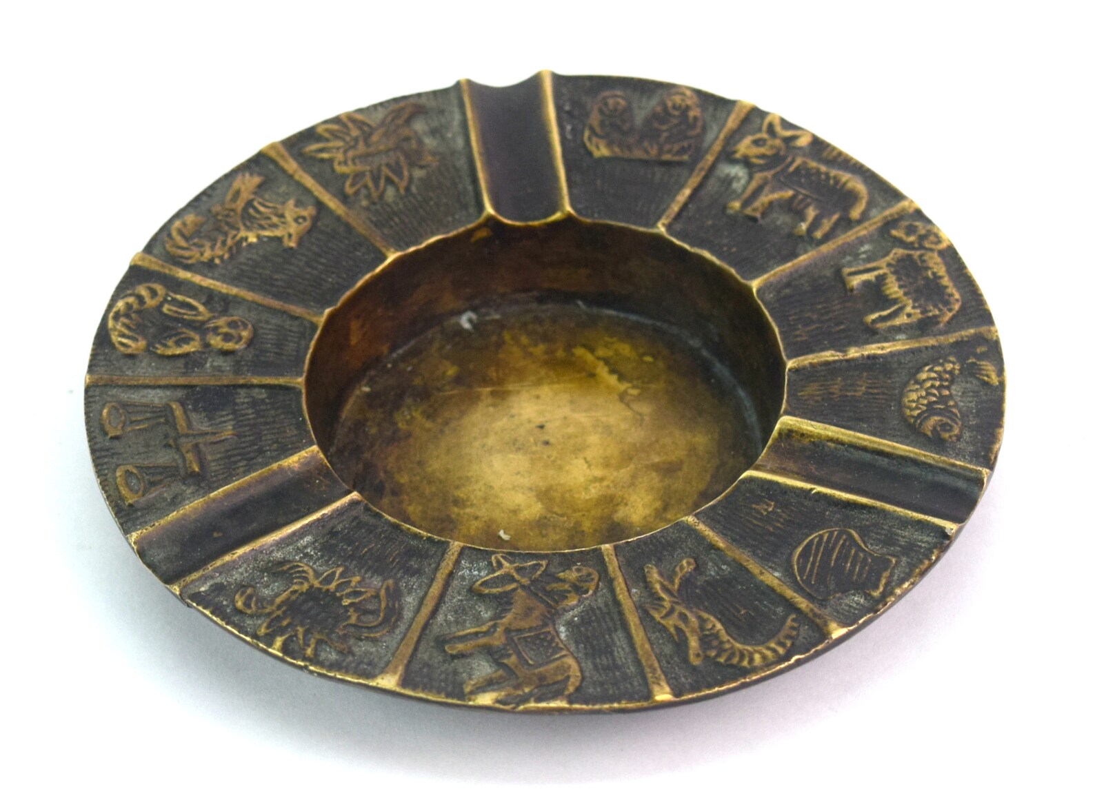 Vintage Astrological Zodiac Ashtray Zodiac Calendar Brass Etsy