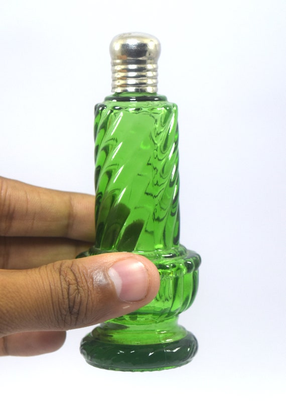 Vintage Avon Green Glass Perfume Bottle Collectib… - image 7