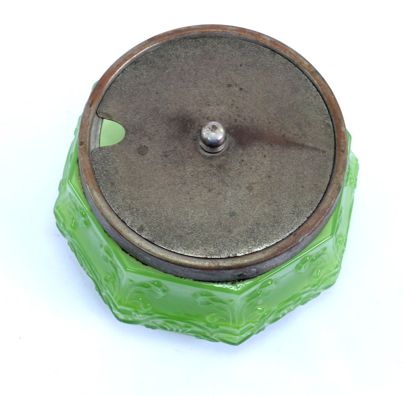 Vintage Decorative Old Green Glass Sugar Bowl With Spoon & Etsy