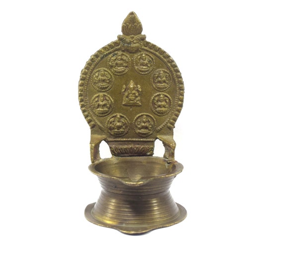 Old Vintage Unique Style Brass Engraved Goddess Diwali Worship