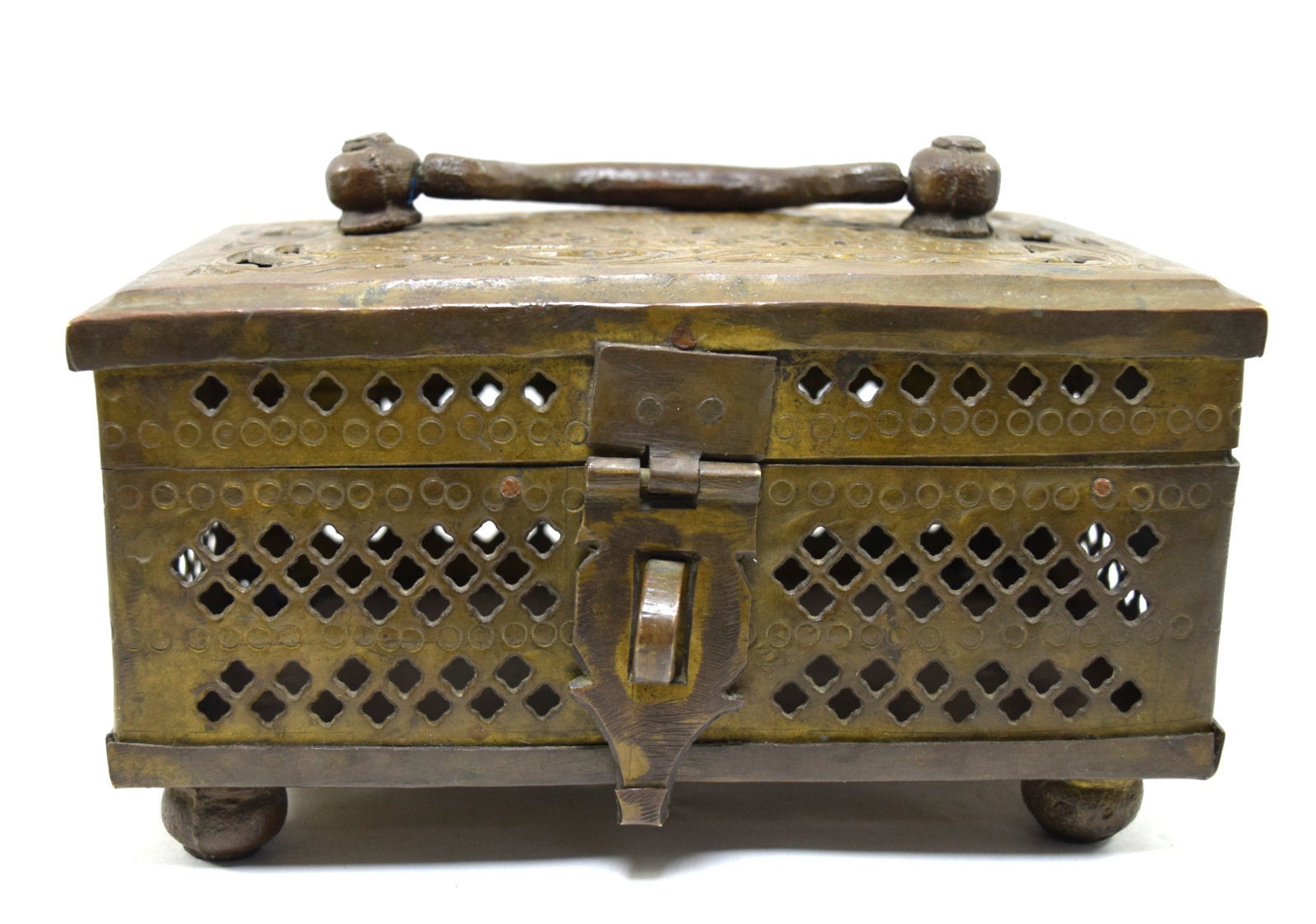 Home & Living Storage & Organization Old Decorative Brass Box Luxurious Betel Nut Box G7124