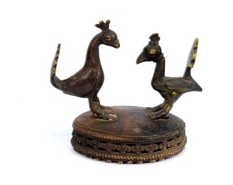 Rare Hand Crafted Brass Peacock couple loving Design Skin/foot Scrubber Colllectible Peocock Figurative Indian Vajri - Bath Accessory G13-24