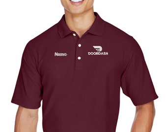 EMBROIDERY DOORDASH Logo auf Unisex Polo-Shirt, Option Namensstickerei rechts