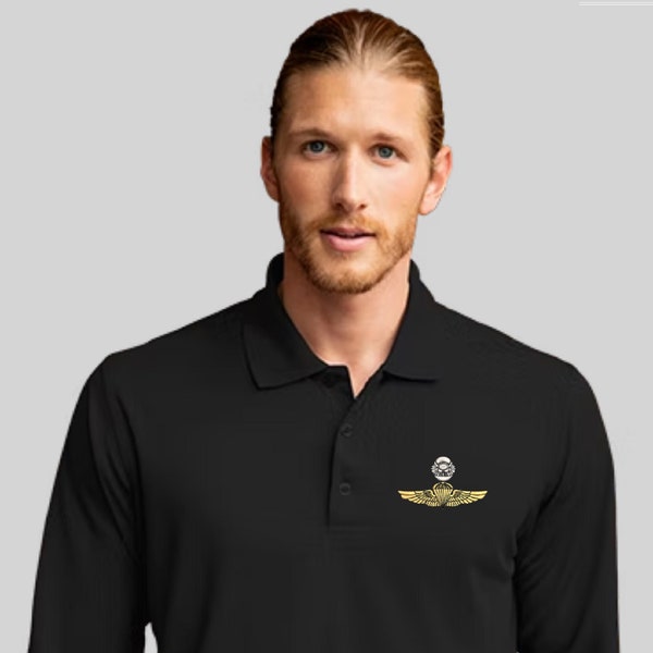 Russell Athletic Long Sleeve Polo Shirt 100% Polyester with Custom Embroidery your Logo Design and Text