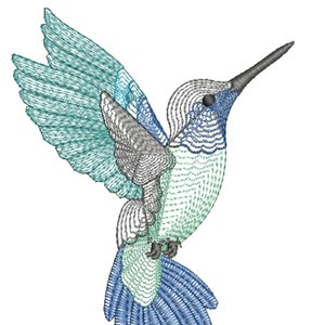 Majestic Hummingbird Embroidery Design (5" x 3.78") - Exquisite for Ladies and Kids Clothes (7 Colors)