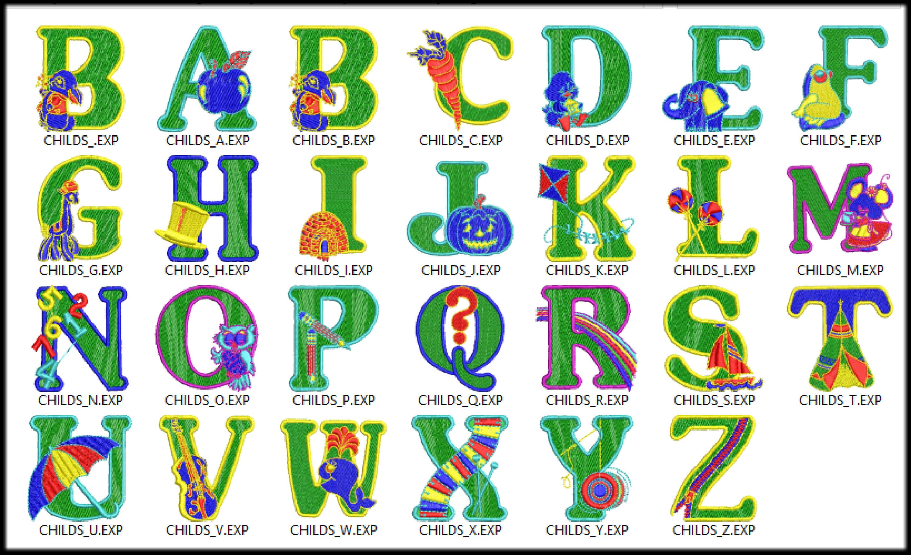 A-Z Letters Embroidery File Designs Digitized Stitches