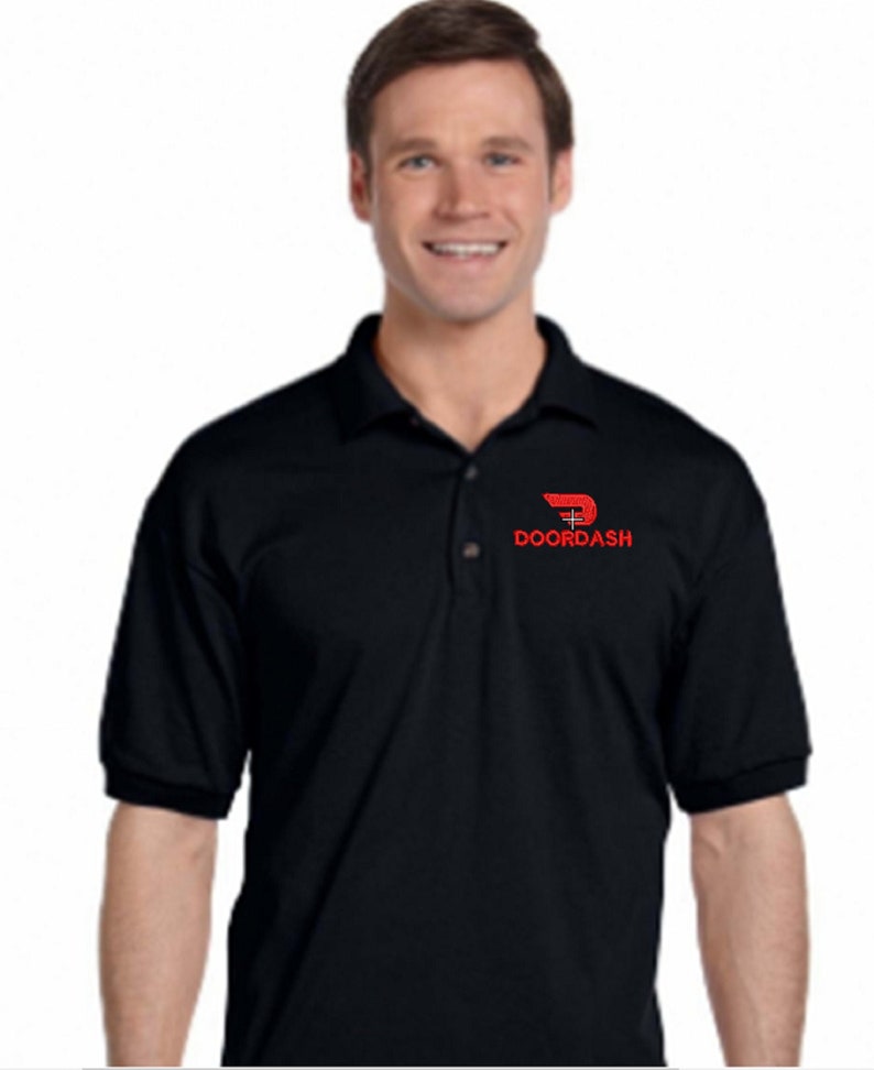 EMBROIDERY DOORDASH Logo auf Unisex Polo-Shirt, Option Namensstickerei rechts Black