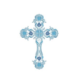 Floral Cross Embroidery Design: 5x7" Machine File (Instant Download)