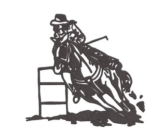 Riding Horse Racing around the Barrels Embroidery 2 sizes Files 6&quot; and 8&quot;