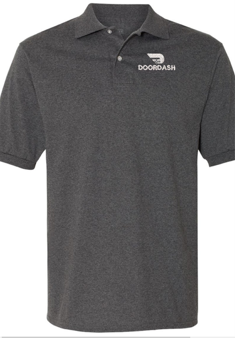 EMBROIDERY DOORDASH Logo auf Unisex Polo-Shirt, Option Namensstickerei rechts Black heather