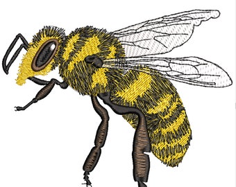 Bee Embroidery Machine Files - 5&quot; Size - Instant Download