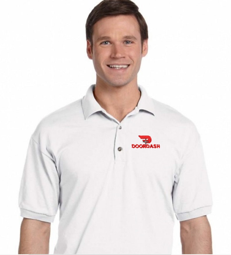 EMBROIDERY DOORDASH Logo auf Unisex Polo-Shirt, Option Namensstickerei rechts White