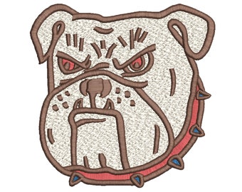 Bulldog Head Digitizing Embroidery Designs - 2 Sizes (5&quot; and 2.5&quot;) - All Formats in One Zip File instant download