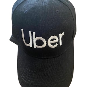 Custom Uber Embroidered on Black Cap Hat with Adjustable Fit