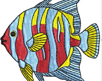 Tropical Serenity: Exquisite Angel Fish Embroidery Designs for Ladies and Youth Garments and more