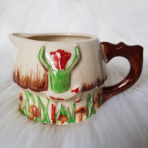 1930/40’s Art Deco GNOME MILK JUG/Brown Forest Mushroom creamer/Art Deco jug with handle/Art Nouveau/Cottage Chic Kitchen/Rustic gnome Gift