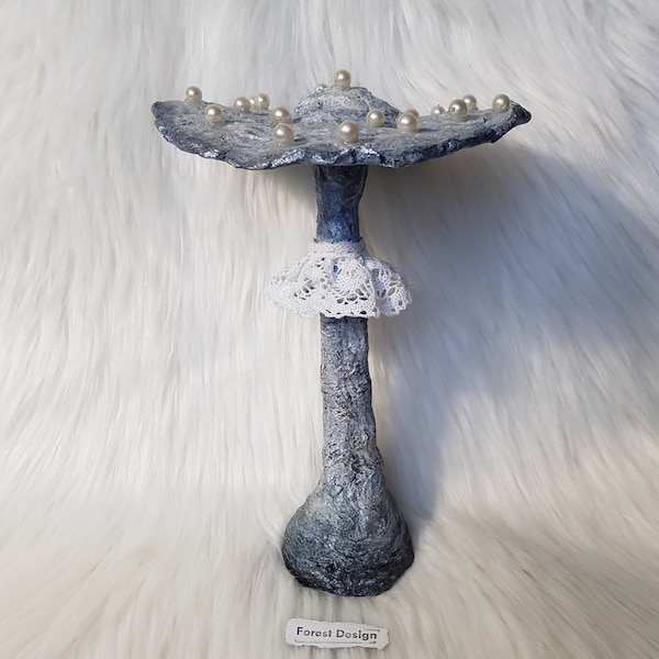 Magical paper mâché Parasol shroom decor/Vintage Mushroom sculpture/Hand carved Fungi room decoration/Retro Fungus statue/Winter decoration