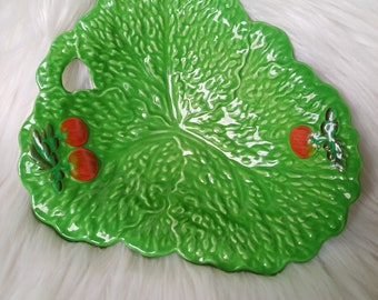 Beswick Ware Cabbage Leaf & Tomato Serving Piece England/Beswick Cabbage Leaf Bowl/Beswick Green Basin/Vintage Lettuce Cabbage leaf dish