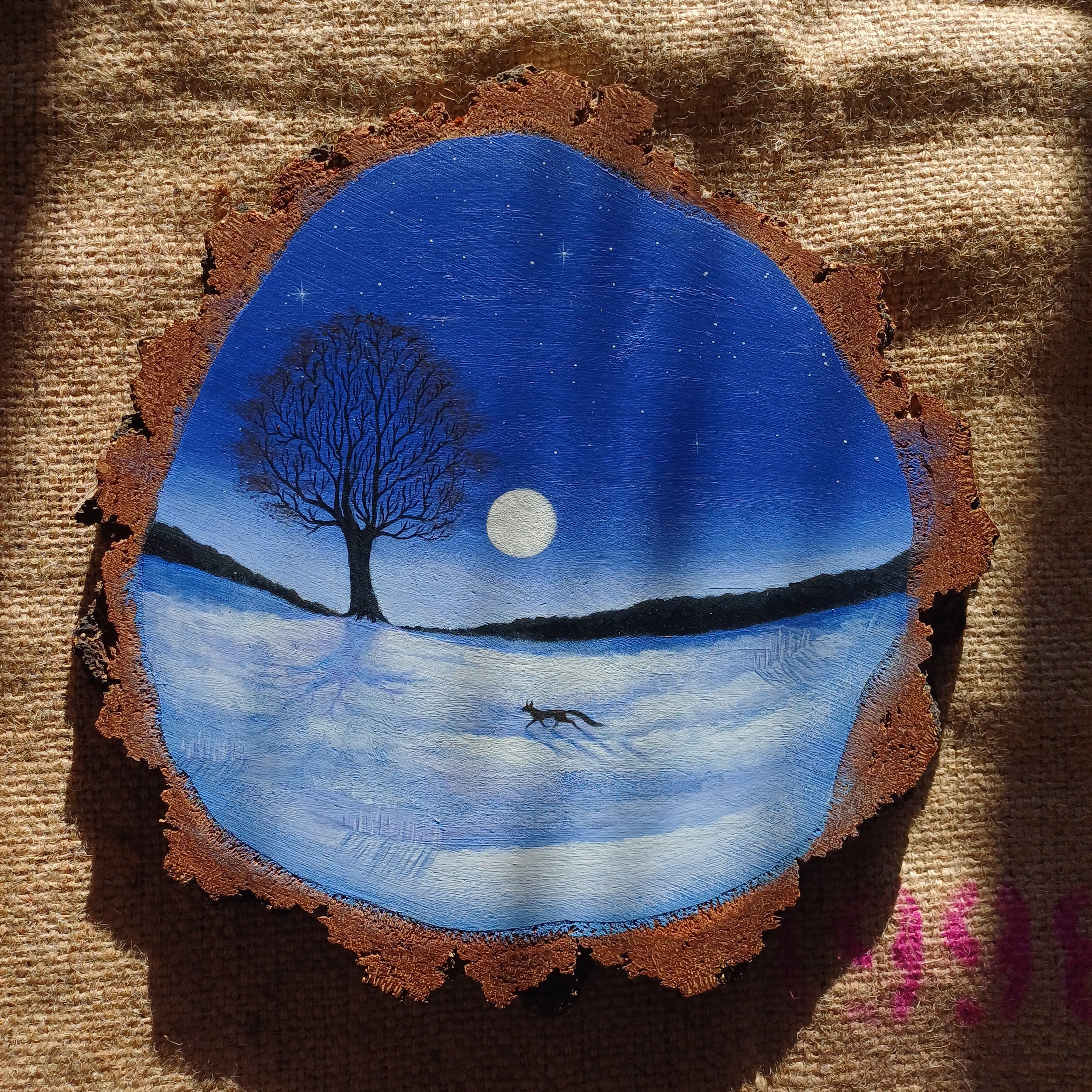 Renard de lune” – peinture sur bois décoration enfant – Il était une fois  l'Auvergne