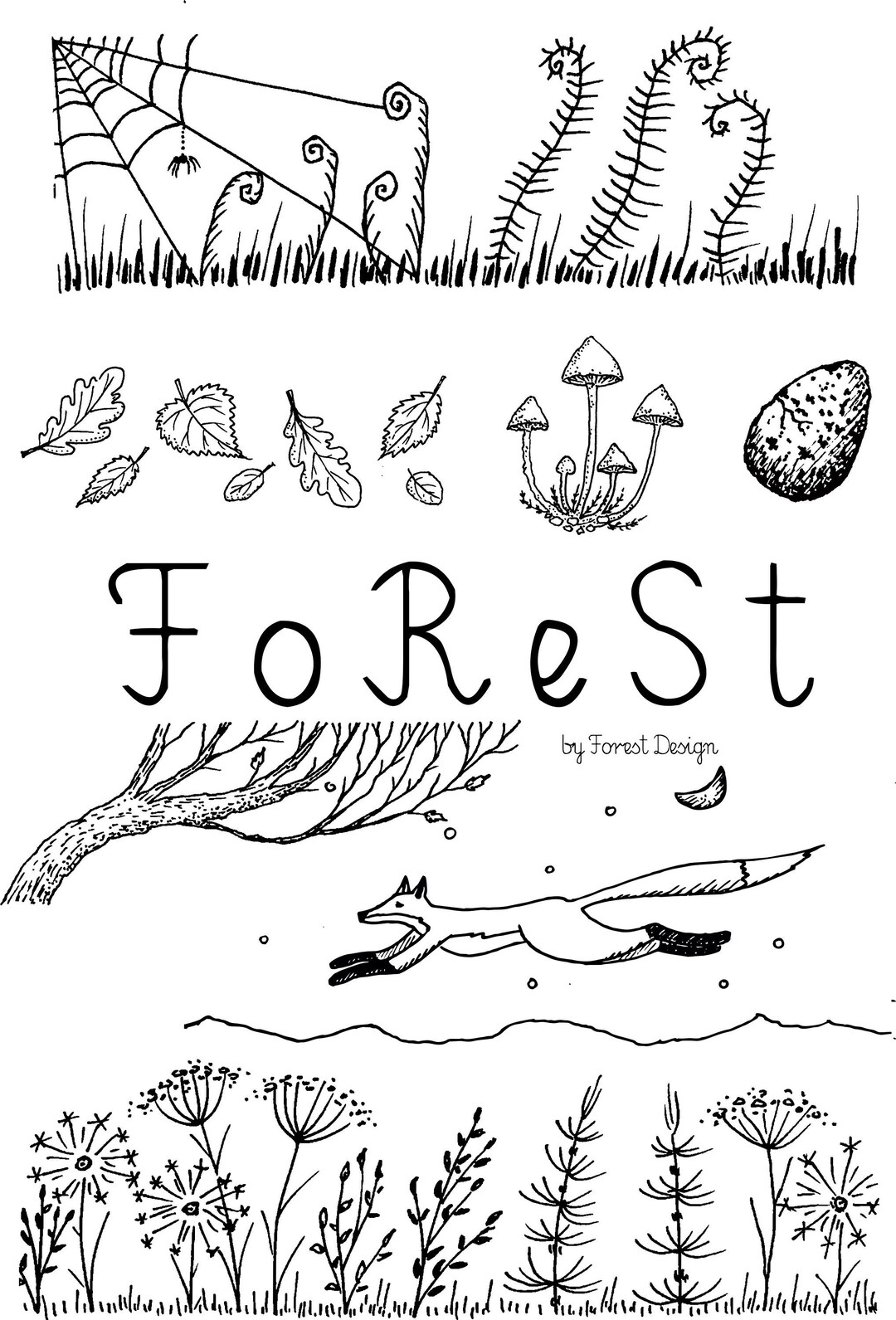 Magical Forest coloring page for download/Folklore Etsy 日本