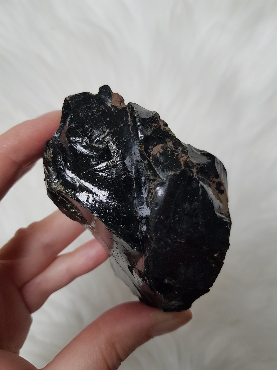 Large Dark Black Slag Glass Piece / Green Witch Magical Etsy