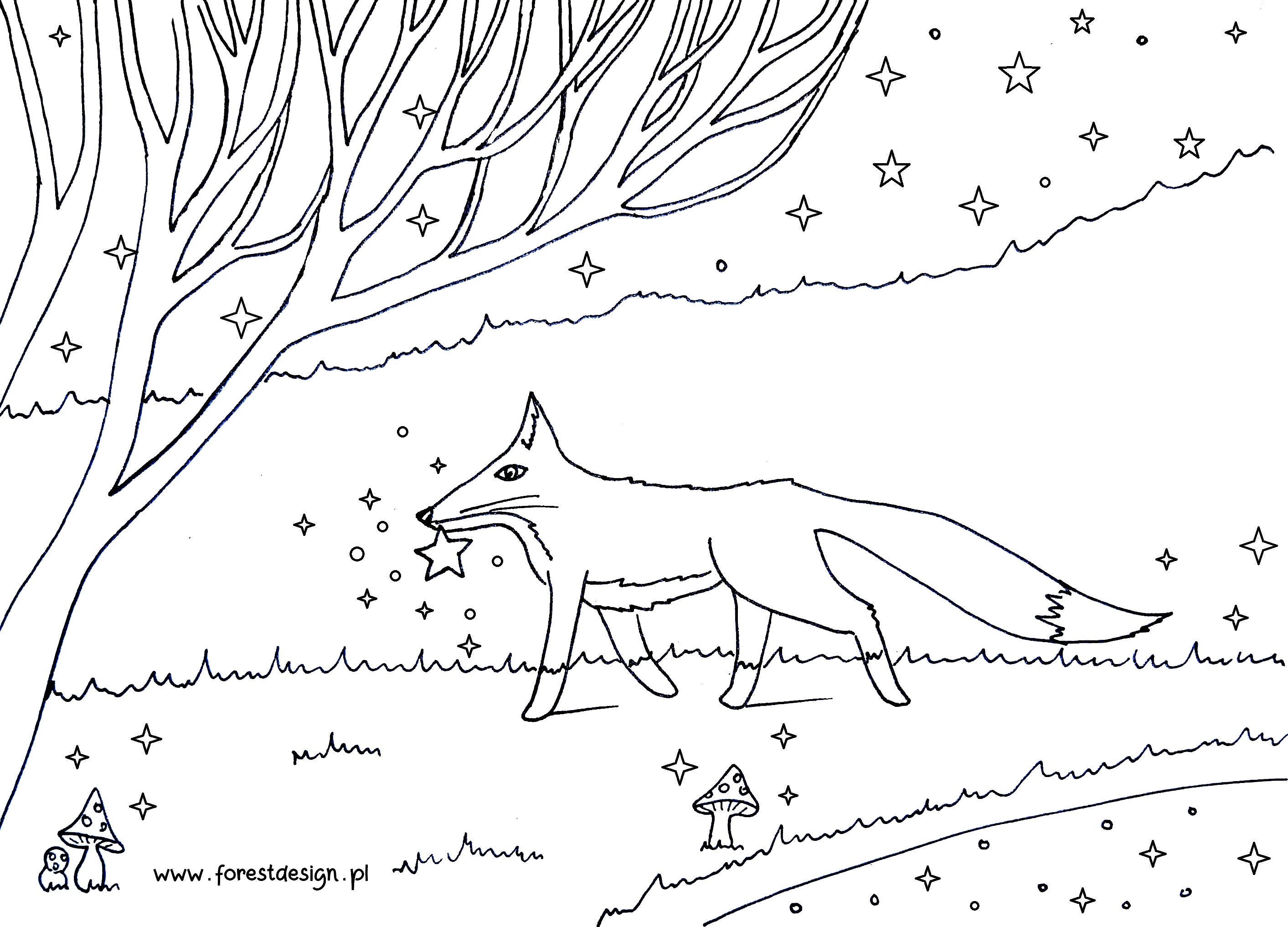 Magical Fox Coloring Page for Download/folk Illustration - Etsy Australia