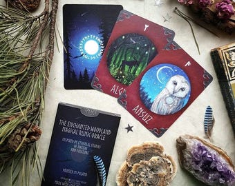 Enchanted Woodland Rune Oracle Deck – Elder Futhark Cards, Forest Divination, Norse Runes, Witchy Gift, Tarot Alternative