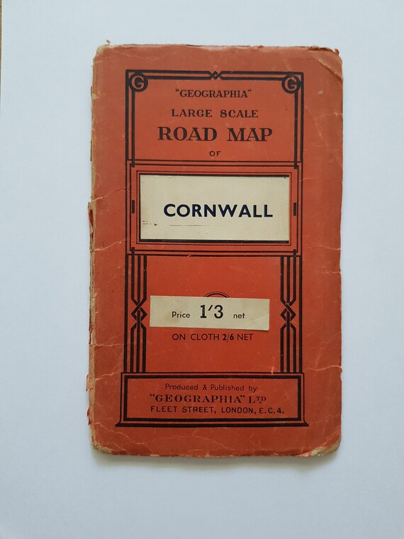 Rare Vintage Geographia Road Map of Cornwall/retro Red Cover - Etsy