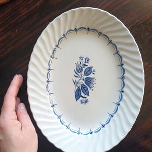 Vintage Blue Transferware Plate: Ridgway Staffordshire Floral Serving Plate