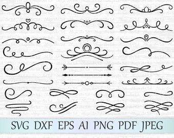 Divider svg file, Text dividers svg, Flourish swirl svg, Divider cricut, Scrolls svg, Swirls svg, Divider silhouette, Divider cut file