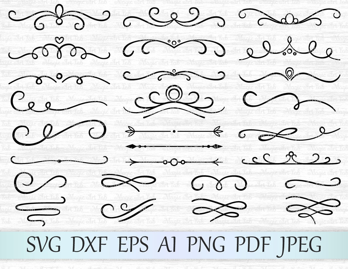 Download Flourish svg Divider svg file Text dividers svg Swirl svg | Etsy