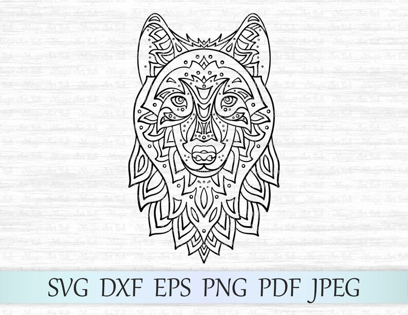 Download Wolf svg Zentangle wolf svg Mandala wolf svg Wolf head svg ...