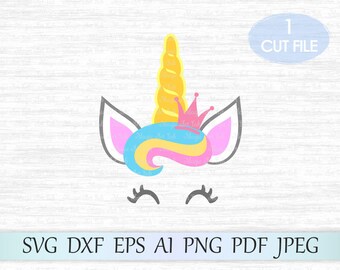 unicorn face svg etsy