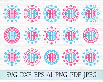 Monogram frame svg, Circle monogram svg, Heart monogram cricut, Star monogram svg, Diamond monogram frame, Monogram heart, Monogram cut file