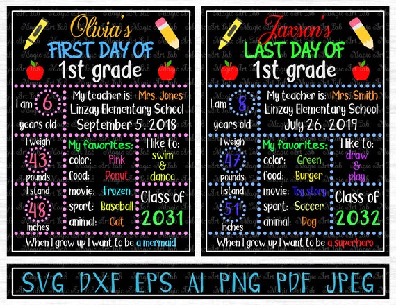 First Day Of School Svg Chalkboard Svg Back To School Svg Etsy