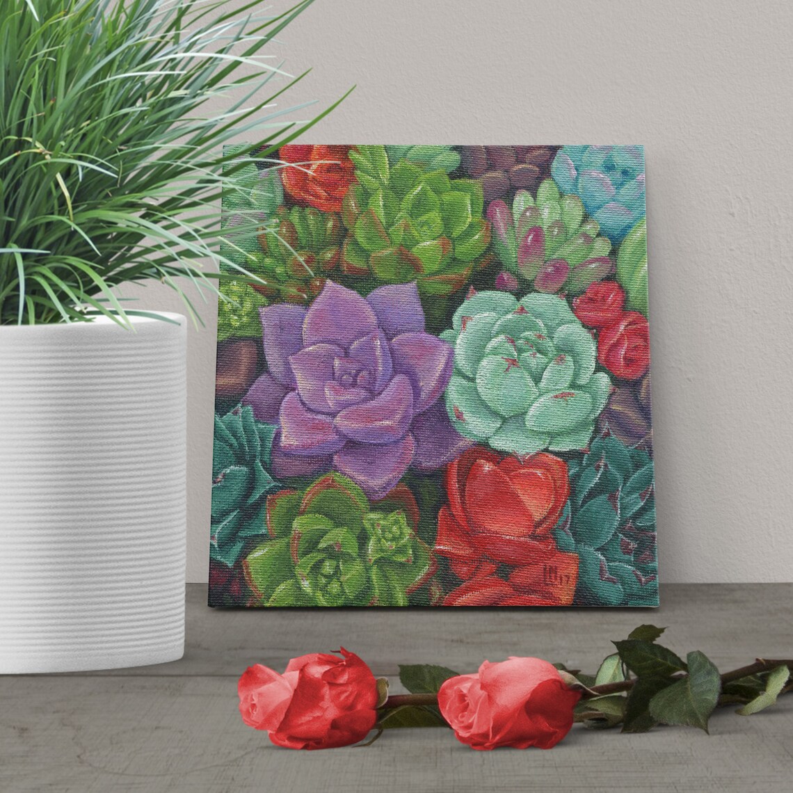 Suculento jardín lienzo impresión impresión de arte | Etsy