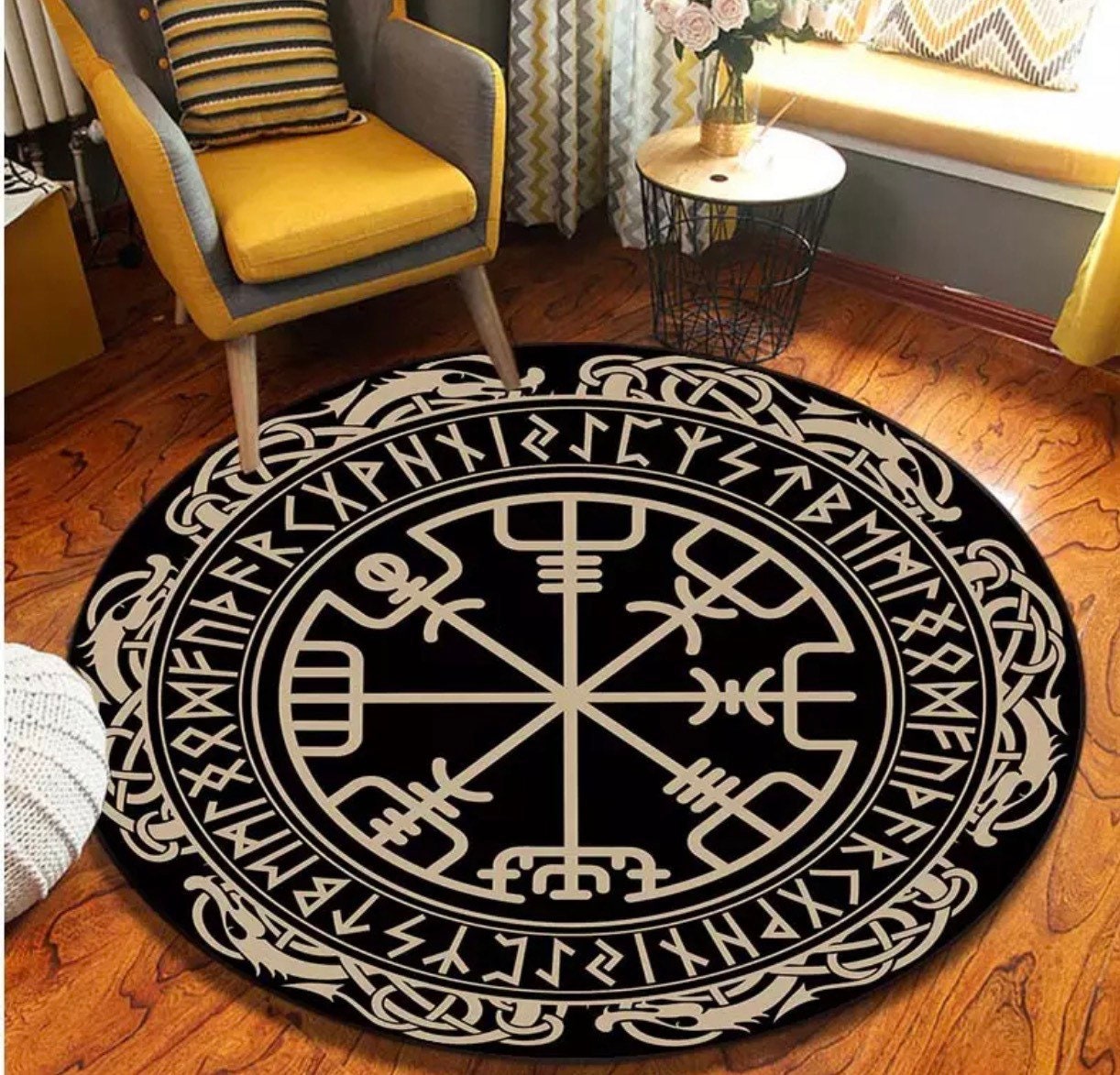 Tapis Rond Runes