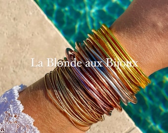 1 Bracelet jonc bouddhiste véritable Kumlaï qualité supérieure caoutchouc mantra gravé femmes - FORMAT FIN